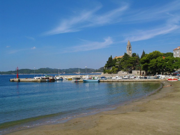 A sandy beach in Lopud